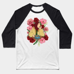 Floral Muslim woman in a cafe Baseball T-Shirt